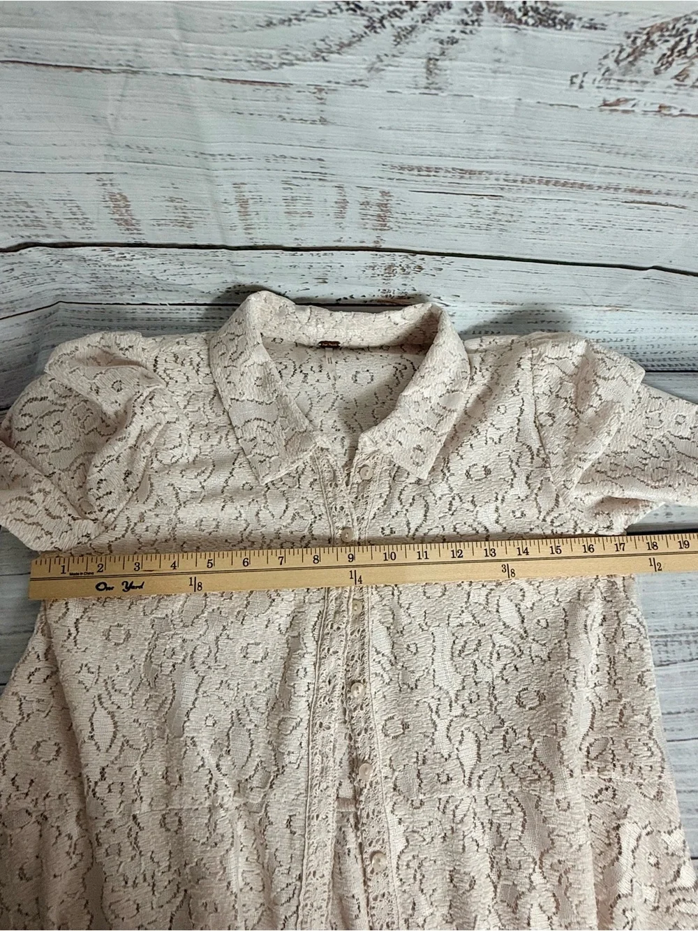 Free People Heather Lace Button-Up Champagne Dream Long Sleeve Top